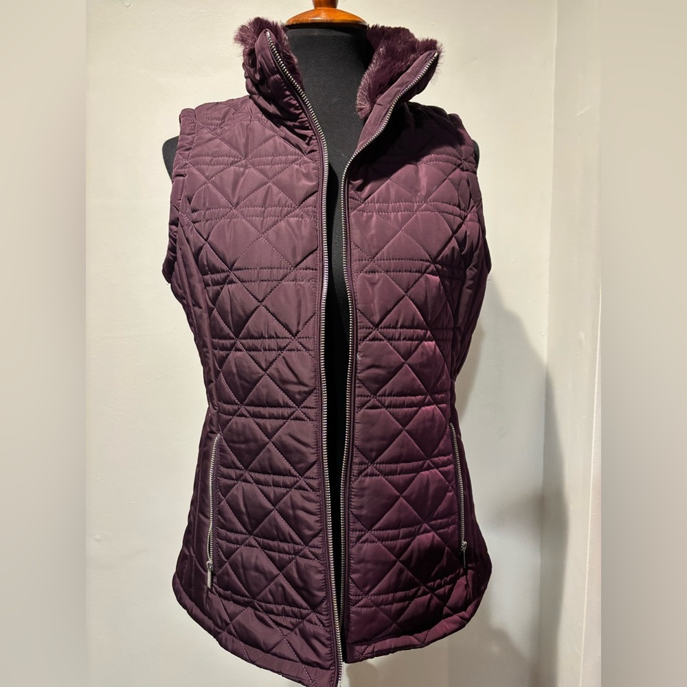 Calvin Klein Purple Quilted Vest with Diamond Stitching